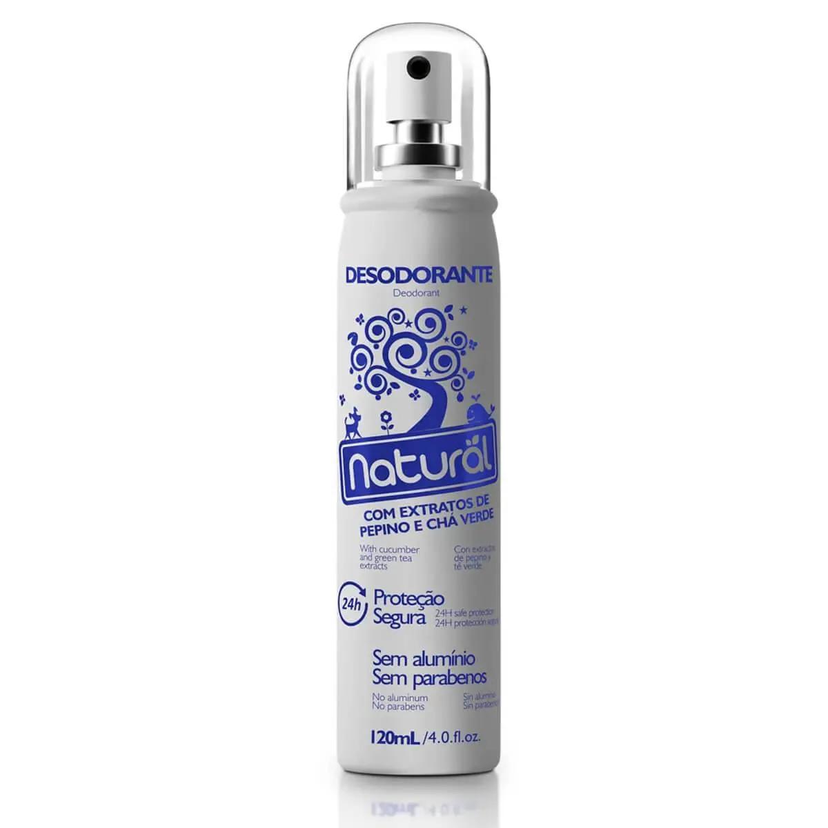 Desodorante Natural Spray Extrato de Pepino e Chá Verde com 120ml