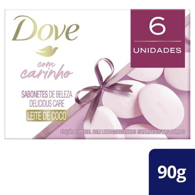 Kit Sabonete em Barra Dove com Carinho Leite de Coco com 6 unidades de 90g cada