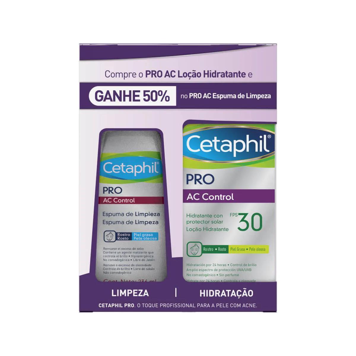 Kit Loção Hidratante Cetaphil Pro AC com 118ml + Espuma de Limpeza com 236ml