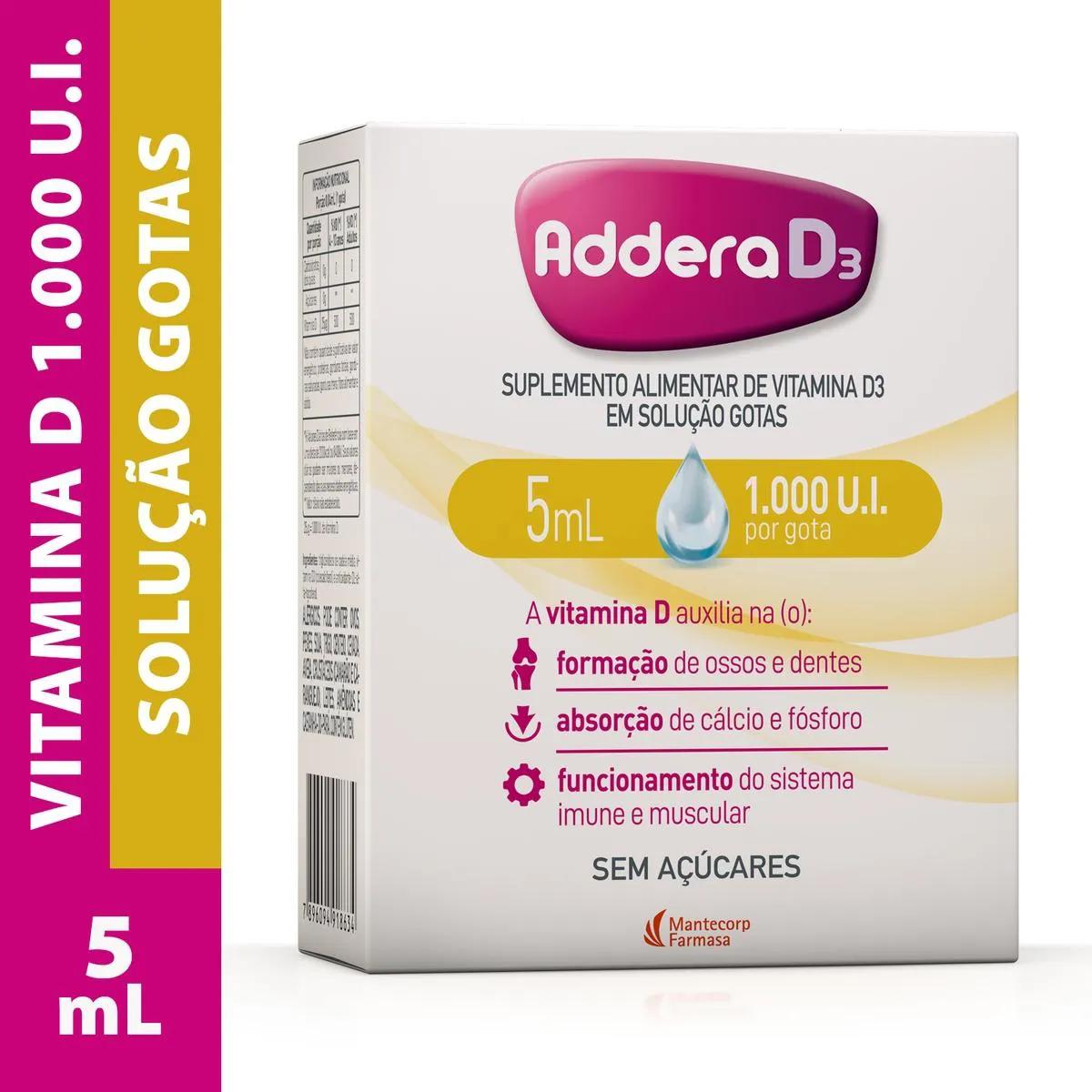 Suplemento Alimentar Addera D3 1.000UI Solução em Gotas com 5ml