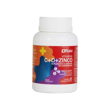 Suplemento Alimentar Raia Vitamina C 500mg + D 400UI + Zinco 10mg 30 comprimidos