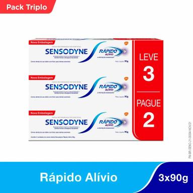 Kit Pasta de Dente Sensodyne Rápido Alívio para Dentes Sensíveis 3 unidades