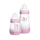 Kit MAM Easy Start Starter Set Rosa com 1 mamadeira de 130ml e 1 mamadeira de 260ml