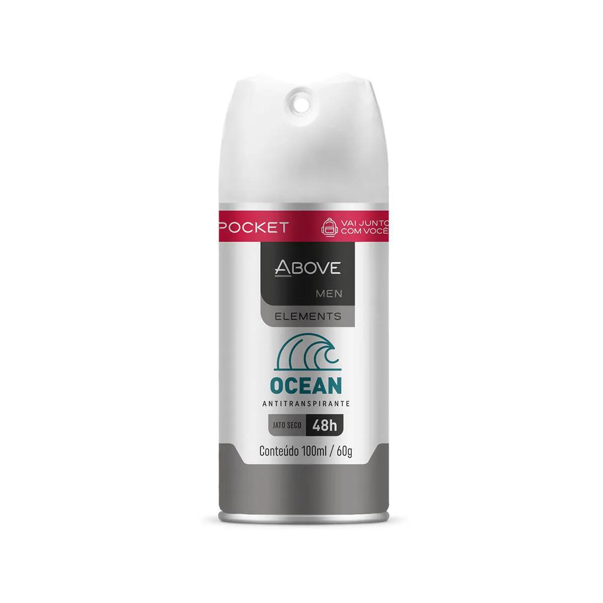 Desodorante Aerosol Antitranspirante Above Men Elements Ocean Pocket 48h com 100ml