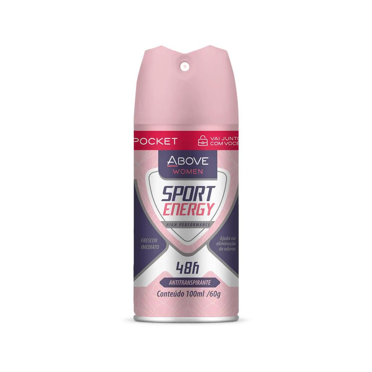 Desodorante Aerosol Antitranspirante Above Women Sport Energy Pocket 48h com 100ml
