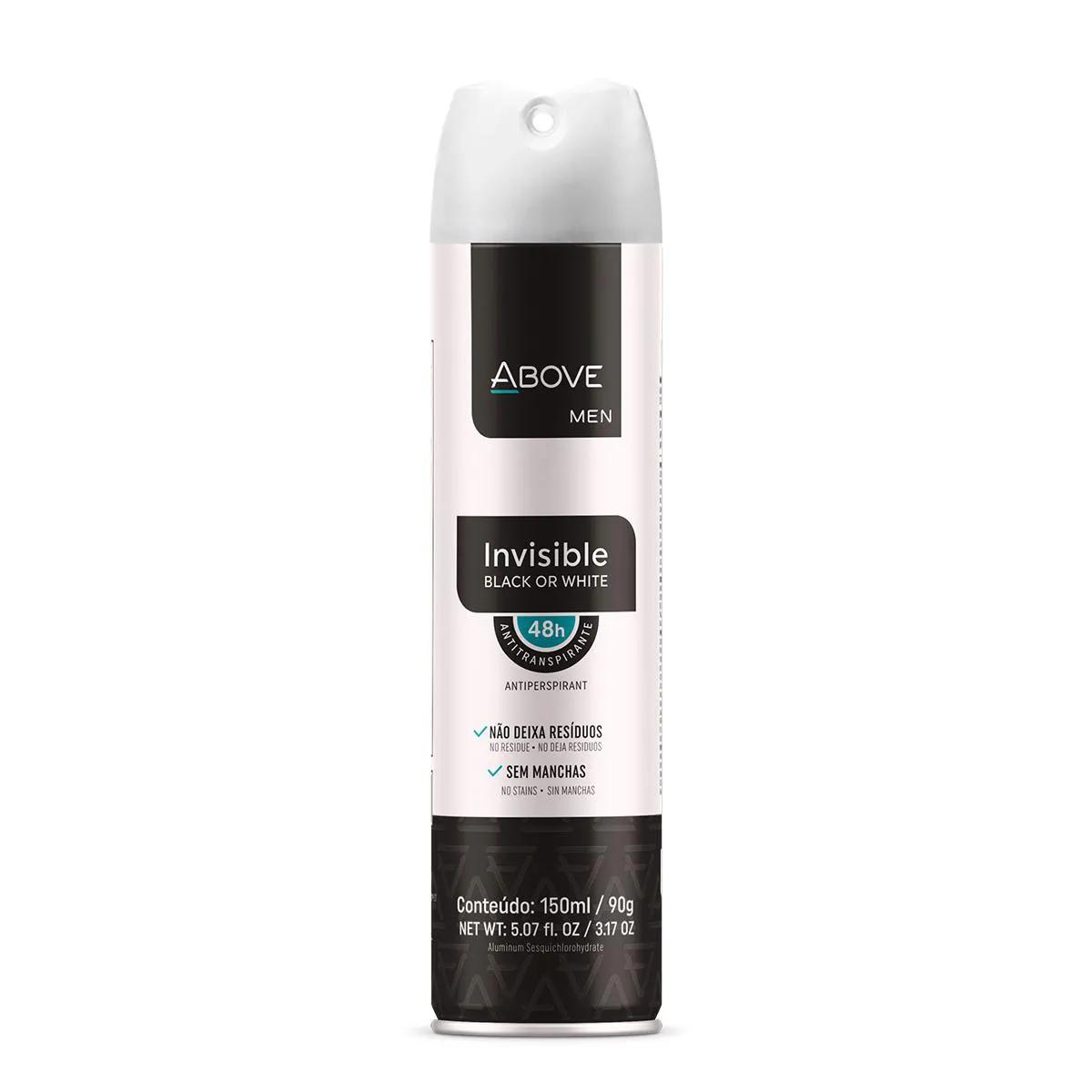 Desodorante Aerosol Antitranspirante Above Men Invisible 48h com 150ml