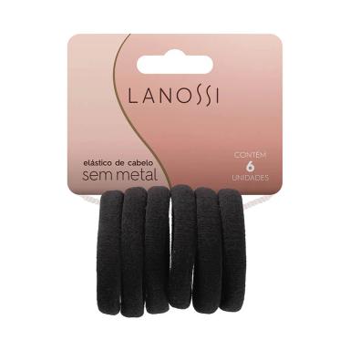Conjunto de Elástico para Cabelo Lanossi Preto com 6 unidades