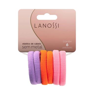 Conjunto de Elástico para Cabelo Lanossi Tangerine com 6 unidades