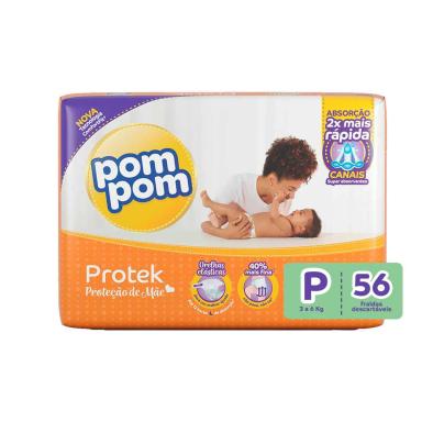 Fralda Pom Pom Protek Proteção de Mãe P - 56 Unidades