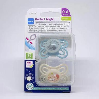 Kit Chupeta MAM Perfect Night Bichinhos Tamanho 1 - RN a 6 meses Cores Sortidas 2 unidades