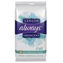 Lenço Íntimo Umedecido Always com 16 unidades