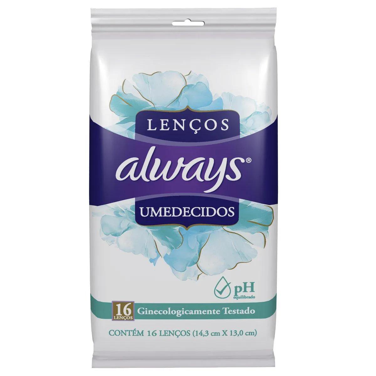Lenço Íntimo Umedecido Always com 16 unidades