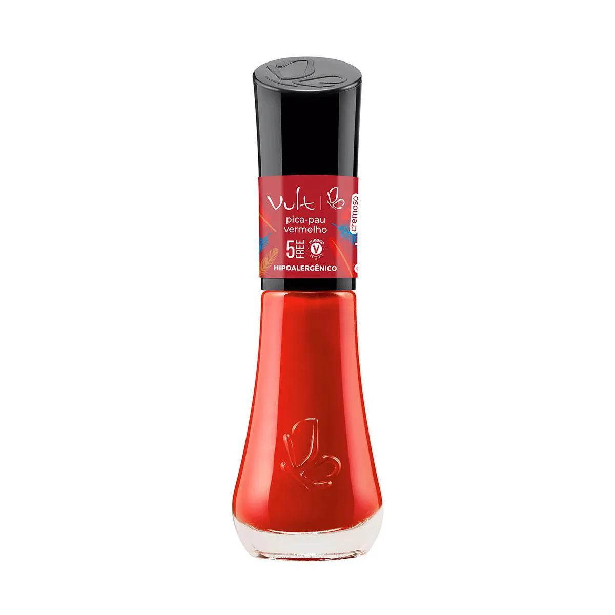 Esmalte Cremoso Vult 5Free Pica Pau Vermelho com 8ml