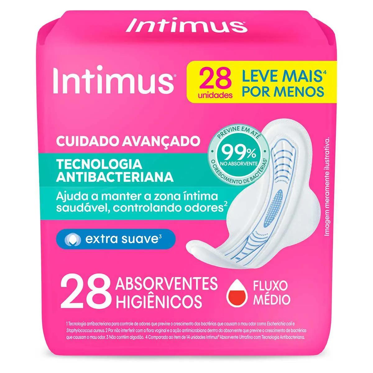 Absorvente Intimus Tecnologia Antibacteriana Com Abas com 28 unidades