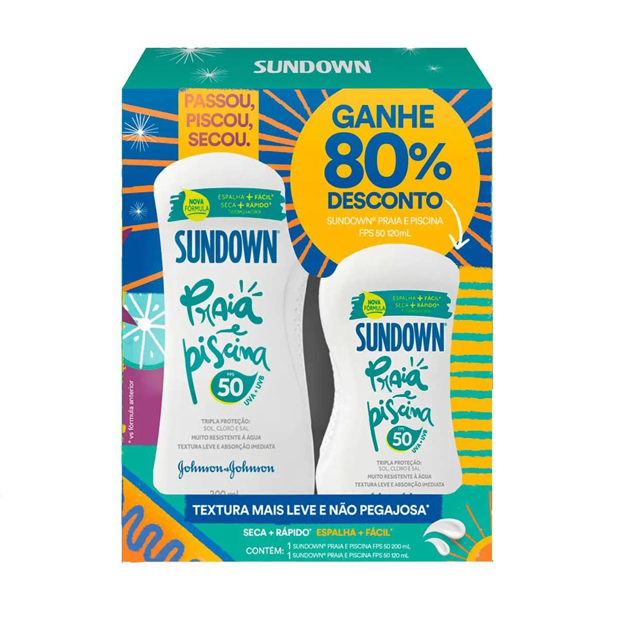 Kit Protetor Solar Sundown Praia & Piscina FPS 50 200ml + 120ml