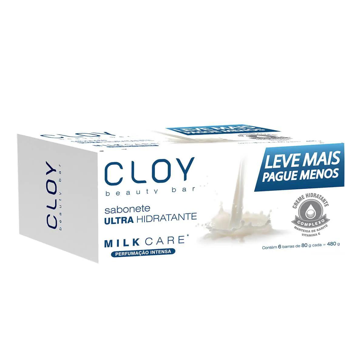 Sabonete em Barra Cloy Beauty Bar Milk Care com 6 unidades de 80g cada