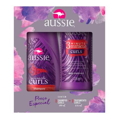 Kit Aussie Curls Shampoo com 180ml + Creme de Tratamento com 236ml