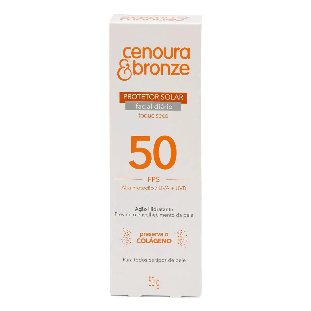 Protetor Solar Facial Cenoura & Bronze FPS50 com 50g