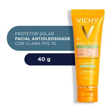 Protetor Solar Facial Idéal Soleil Purify Cor Clara FPS70 com 40g