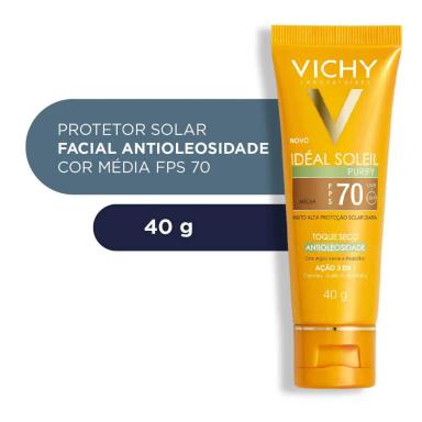 Protetor Solar Facial Idéal Soleil Purify Cor Média FPS 70 com 40g