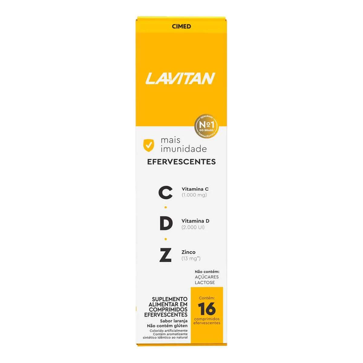 Suplemento Alimentar Lavitan CDZ Sabor Laranja Sem Açúcar com 16 comprimidos efervescentes
