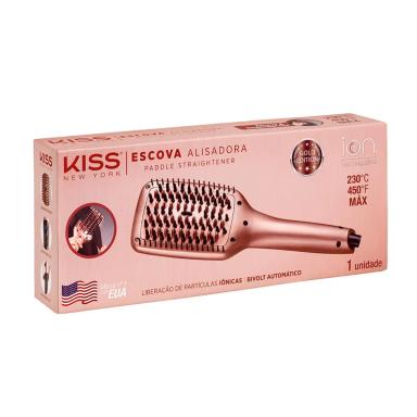 Escova Alisadora de Cabelo Kiss New York Gold Edition com 1 unidade