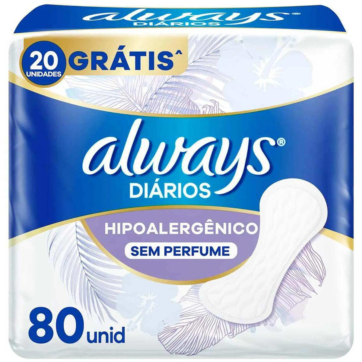 Protetor Diário Always Sensitive sem Perfume 80 unidades
