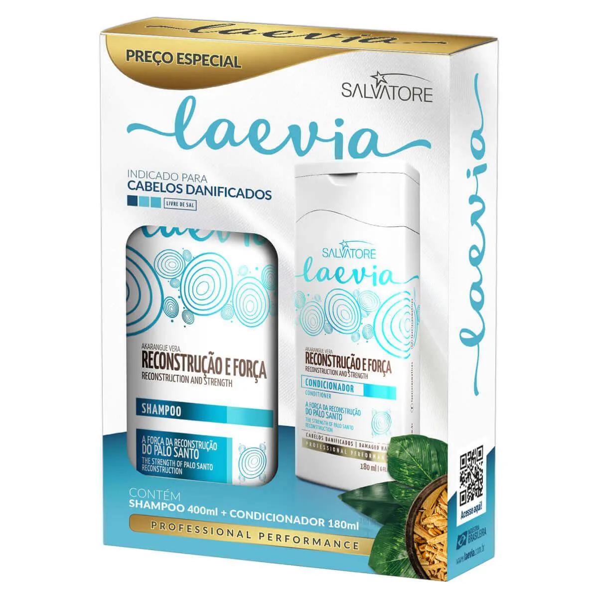 Kit Laevia Reconstrução e Força Shampoo com 400ml + Condicionador com 180ml