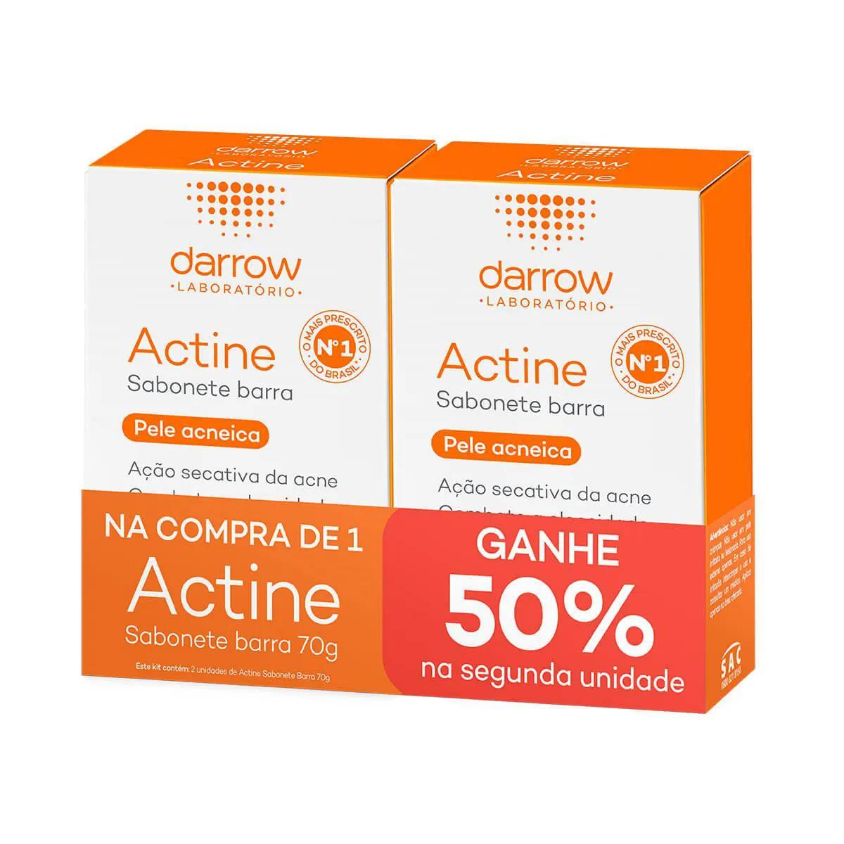 Kit Sabonete Facial em Barra Duo Actine com 2 unidades de 70g cada