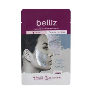 Máscara Facial Antioxidante Belliz Prata com 10g