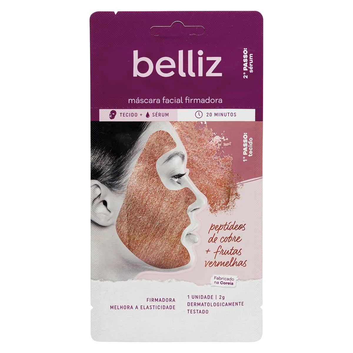 Máscara Facial Firmadora Belliz com Peptídeos de Cobre + Frutas Vermelhas 2g com 1 unidade
