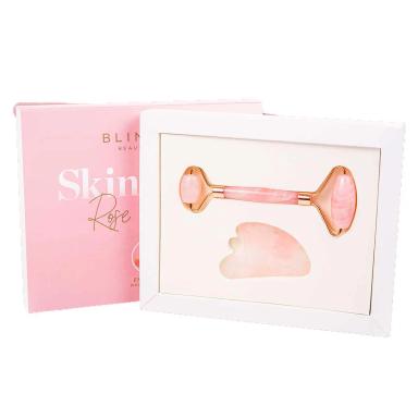 Kit Skin Glow Blink Lab Rolinho Massageador + Ghashá de Quartzo Rosa