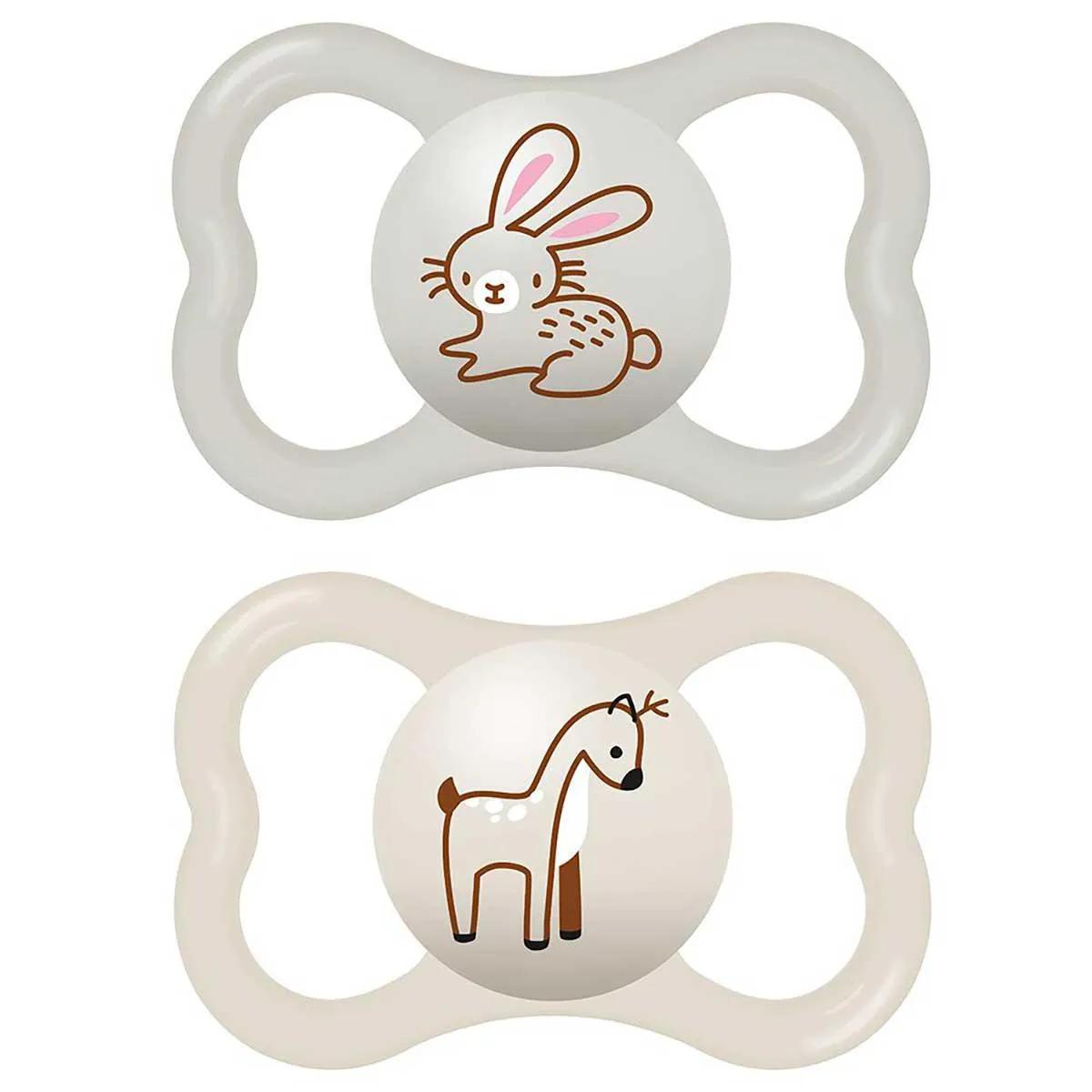 Kit Chupeta MAM Air Cores Cinza e Amarela Tamanho 3 - maiores de 16 meses com 2 unidades