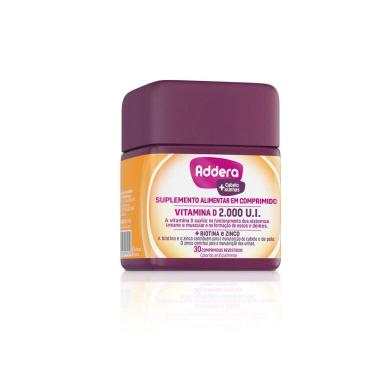 Vitamina D Addera +Cabelo & Unhas 2.000UI com 30 Comprimidos