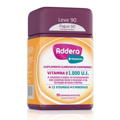 Vitamina D Addera +Vitaminas 1.000UI com 90 Comprimidos