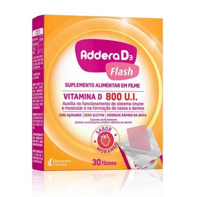 Vitamina D Addera D3 Flash 800UI Morango com 30 Sachês