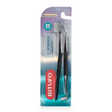 Kit Ortodôntico Bitufo com 1 Escova de Dente + 1 Escova Interdental + 6 Refis Interdentais Cônicos