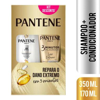 Kit Shampoo Pantene Liso Extremo com 350ml + Condicionador 3 Minutos Milagrosos com 170ml