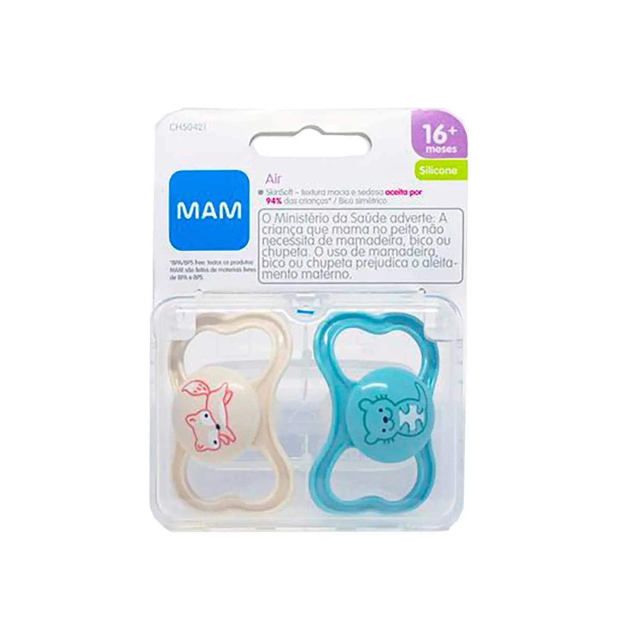 Kit Chupeta MAM Air Cor Azul - Maiores de 16 Meses com 2 unidades