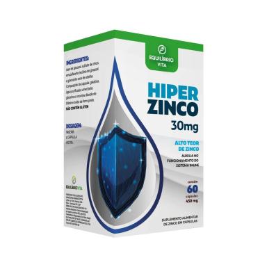 Suplemento Alimentar Hiper Zinco 30mg Equilíbrio Vita com 60 Cápsulas