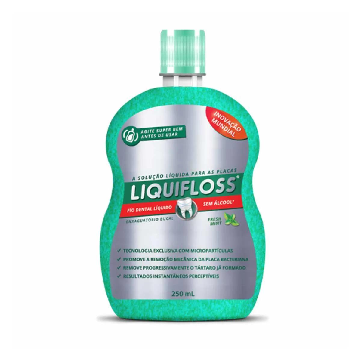 Enxaguante Antisséptico Bucal Liquifloss Fresh Mint com 250ml