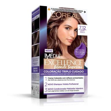 Tintura Permanente Imédia Excellence Blonde Supreme 7.12 Louro Pérola com 1 unidade