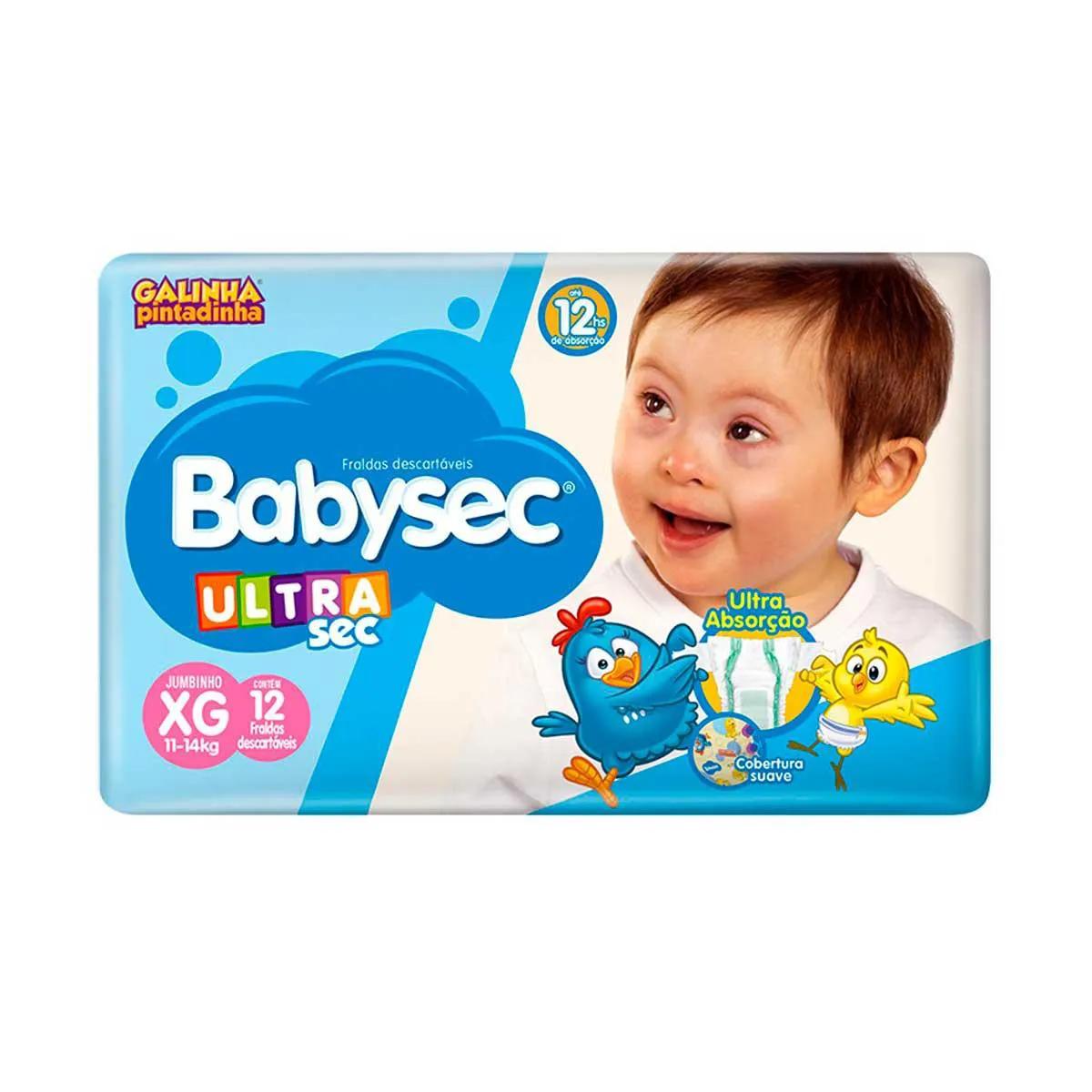 Fralda Babysec Ultrasec Jumbinho Galinha Pintadinha XG - 12 Unidades