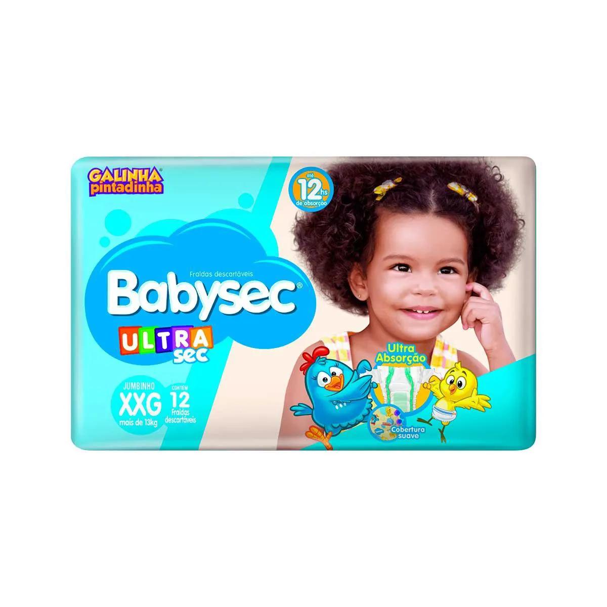 Fralda Babysec Ultrasec Jumbinho Galinha Pintadinha XXG - 12 Unidades