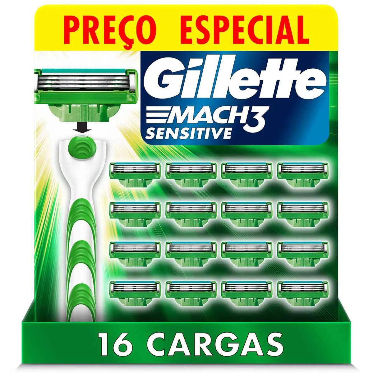Carga para Aparelho de Barbear Gillette Mach3 Sensitive - 16 unidades