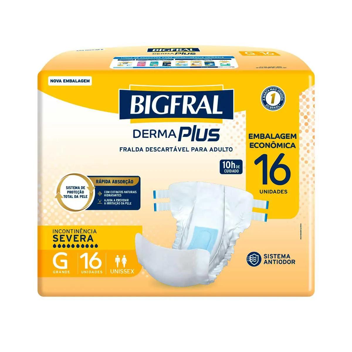 Fralda Adulto Bigfral Derma Plus G 16 unidades