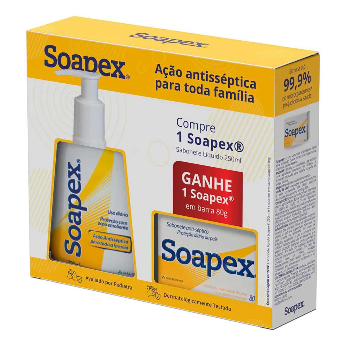 Kit Sabonete Líquido Soapex com 250ml + Sabonete em Barra com 80g