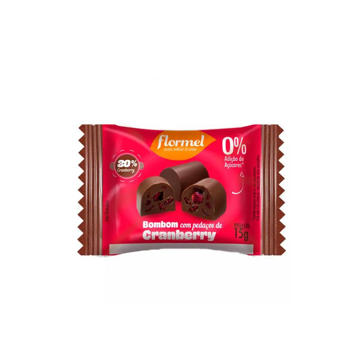 Bombom Flormel com Pedaços de Cranberry Zero Açúcar com 75g