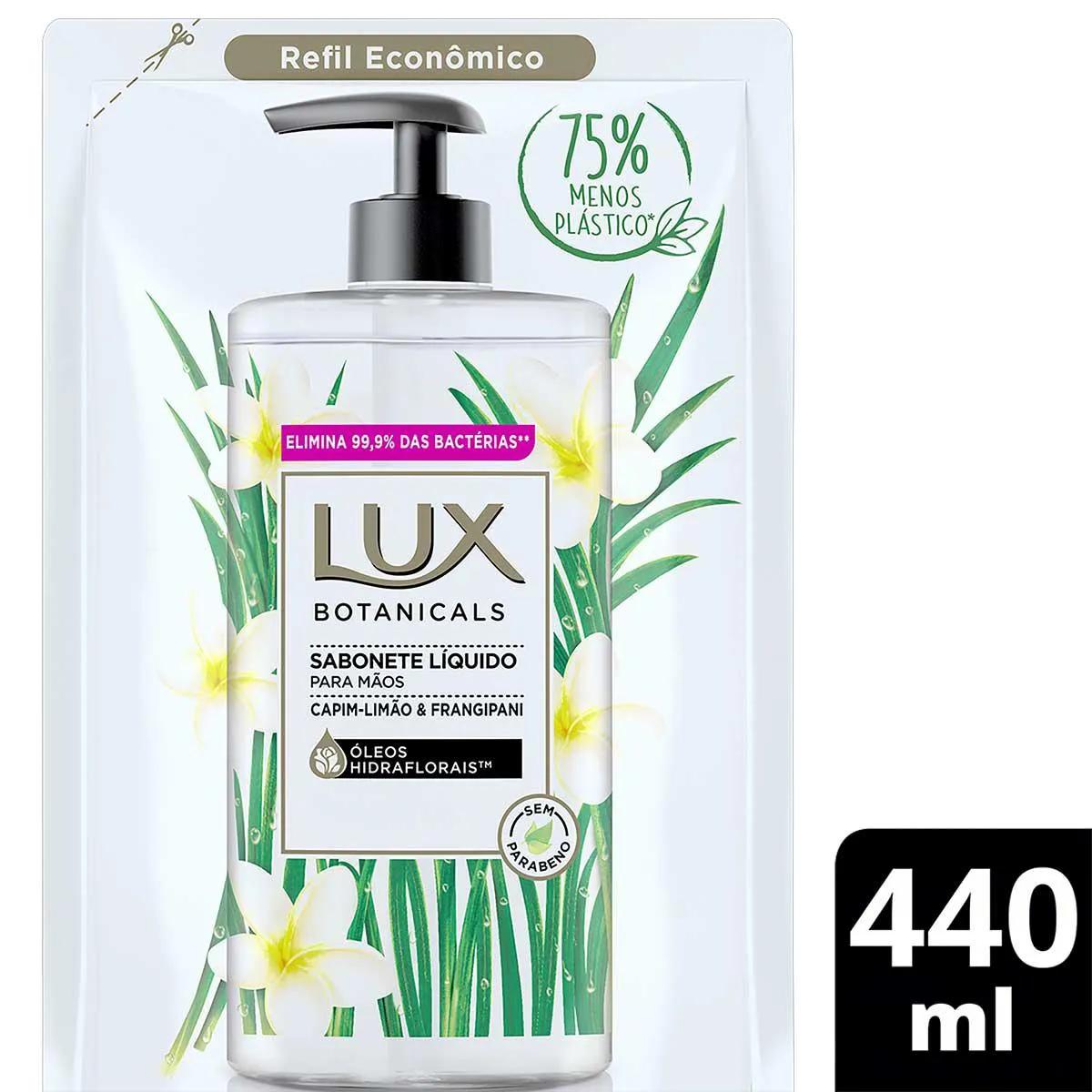 Refil Sabonete Líquido para Mãos Lux Botanicals Capim Limão & Frangipani com 440ml