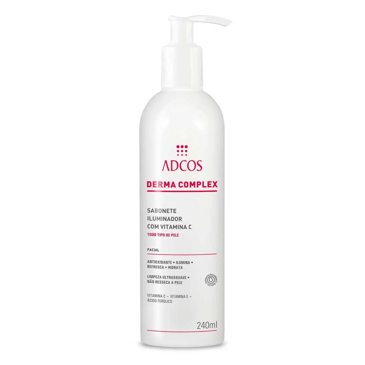 Sabonete Facial Iluminador com Vitamina C Adcos Derma Complex com 240ml